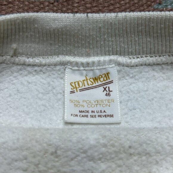 Vintage 70s 80s crewneck sweatshirt blank white stained grunge worn adult XL - Picture 6 of 12